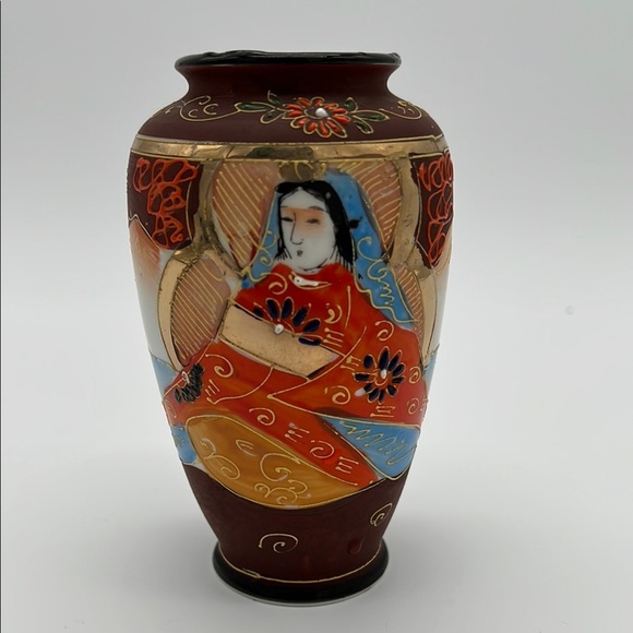 Other - Vintage Satsuma Moraga Japan Porcelain Vase - 5" Gilded Immortal Woman